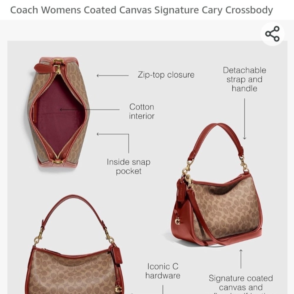 Coach Brown and Red Crossbody Bag with Signature Style